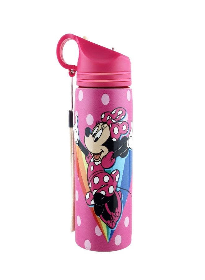 Comiclyfe Disney Minnie Mouse 500ml Stainless Steel Sipper Water Bottle - Leak-Proof, Airtight, with Carrying Loop - Perfect for Girls & Back to School (Pink) - Image 1